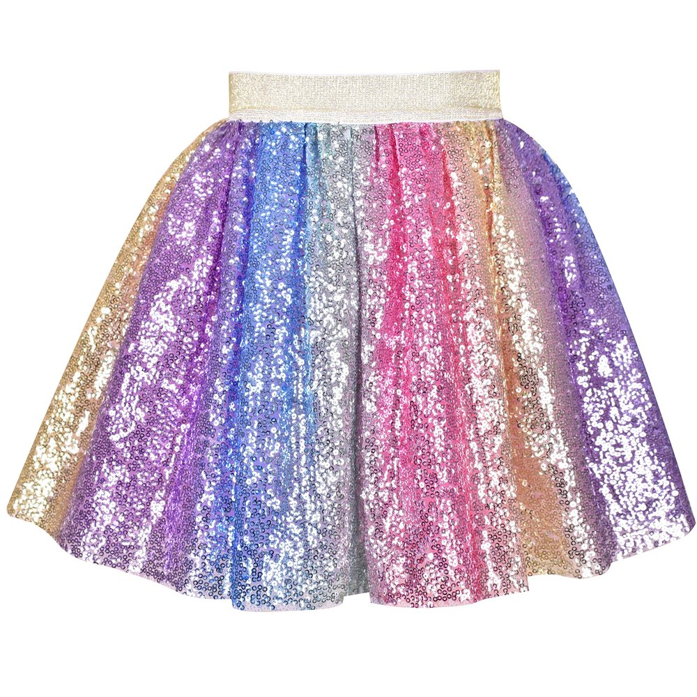 Girls Skirt Rainbow Unicorn Sequin Sparkling Tutu Dancing Size 6