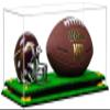 Better Display Cases Clear Acrylic Full Size Football and Mini Helmet (not Full Size) Display Case with Yellow Risers and Turf Base (B47) view 1