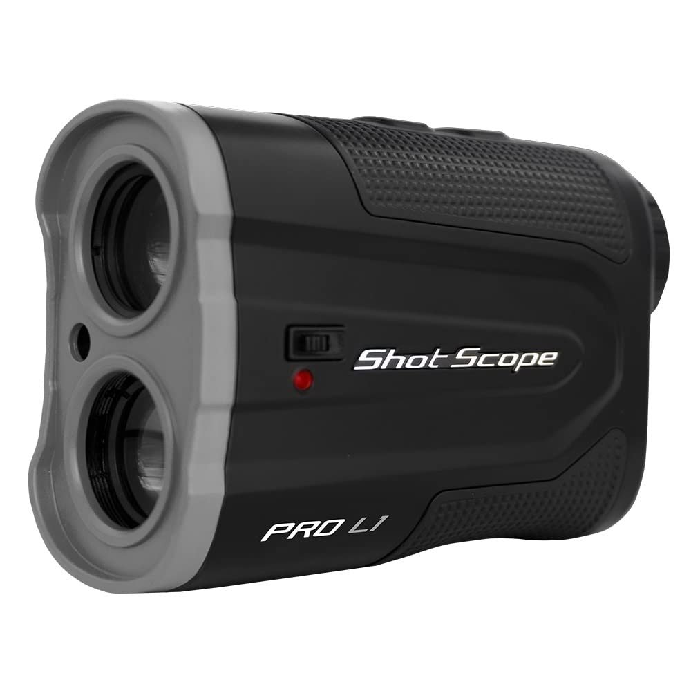 Shot Scope PRO L1 Laser Rangefinder  Target-Lock Vibration - x6 Magnification  875 Yards - Clear Red and Black Optics - Adaptive Slope Technology - Accurate to 1 Yard