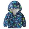 FYMNSI Toddler Baby Boys Girls Hooded Jacket Windbreaker Lightweight Dinosaur Print Coat Autumn Long Sleeve Windproof Outwear with Pocket Hoodie Zipper Spring Clothes for Kids Blue - Dino 4-5T view 1