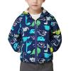 FYMNSI Toddler Baby Boys Girls Hooded Jacket Windbreaker Lightweight Dinosaur Print Coat Autumn Long Sleeve Windproof Outwear with Pocket Hoodie Zipper Spring Clothes for Kids Blue - Dino 4-5T view 2