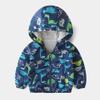 FYMNSI Toddler Baby Boys Girls Hooded Jacket Windbreaker Lightweight Dinosaur Print Coat Autumn Long Sleeve Windproof Outwear with Pocket Hoodie Zipper Spring Clothes for Kids Blue - Dino 4-5T view 3