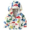 FYMNSI Toddler Baby Boys Girls Hooded Jacket Windbreaker Lightweight Dinosaur Print Coat Autumn Long Sleeve Windproof Outwear with Pocket Hoodie Zipper Spring Clothes for Kids Colorful - Dino 2-3T view 1