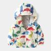 FYMNSI Toddler Baby Boys Girls Hooded Jacket Windbreaker Lightweight Dinosaur Print Coat Autumn Long Sleeve Windproof Outwear with Pocket Hoodie Zipper Spring Clothes for Kids Colorful - Dino 2-3T view 2