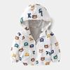 Toddler Baby Boys Girls Hooded Jacket Windbreaker Lightweight Dinosaur Print Coat Autumn Long Sleeve Windproof Outwear with Pocket Hoodie Zipper Spring Clothes for Kids White - Bears 12-18 Months view 2