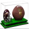 Better Display Cases Clear Acrylic Full Size Football and Mini Helmet (not Full Size) Display Case with Silver Risers and Turf Base (B47) view 1