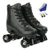 XUDREZ Double-Row Roller Skates for Unisex - PU Leather High-Top Four-Wheel Shiny Skates (Black Wheel, Women's 11 / Men's 9.5) view 2