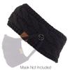 C.C Winter Fuzzy Fleece Lined Thick Knitted Headband Headwrap Epoxy Button for Face Masks (BHW-1) (A Button Black) view 2