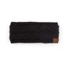 C.C Winter Fuzzy Fleece Lined Thick Knitted Headband Headwrap Epoxy Button for Face Masks (BHW-1) (A Button Black) view 4
