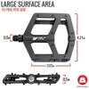 BV Bike Pedals with Replaceable Pins | Flat, Lightweight & Durable Bicycle Pedals with Great Grip | Made of Alloy Steel & Plastic - Ideal for BMX, Dirt Jumper, Hybrid Bikes & as MTB | Adult Fit view 2