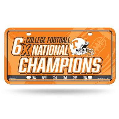 Rico Industries NCAA Tennessee Volunteers Champ Metal Auto Tag 8.5" x 11" - Great for Truck/Car/SUV