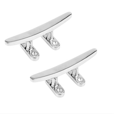 MarineNow Marine Flat Top Low Silhouette Trimline Cleat 316 Stainless Steel (8", 02-Pack)