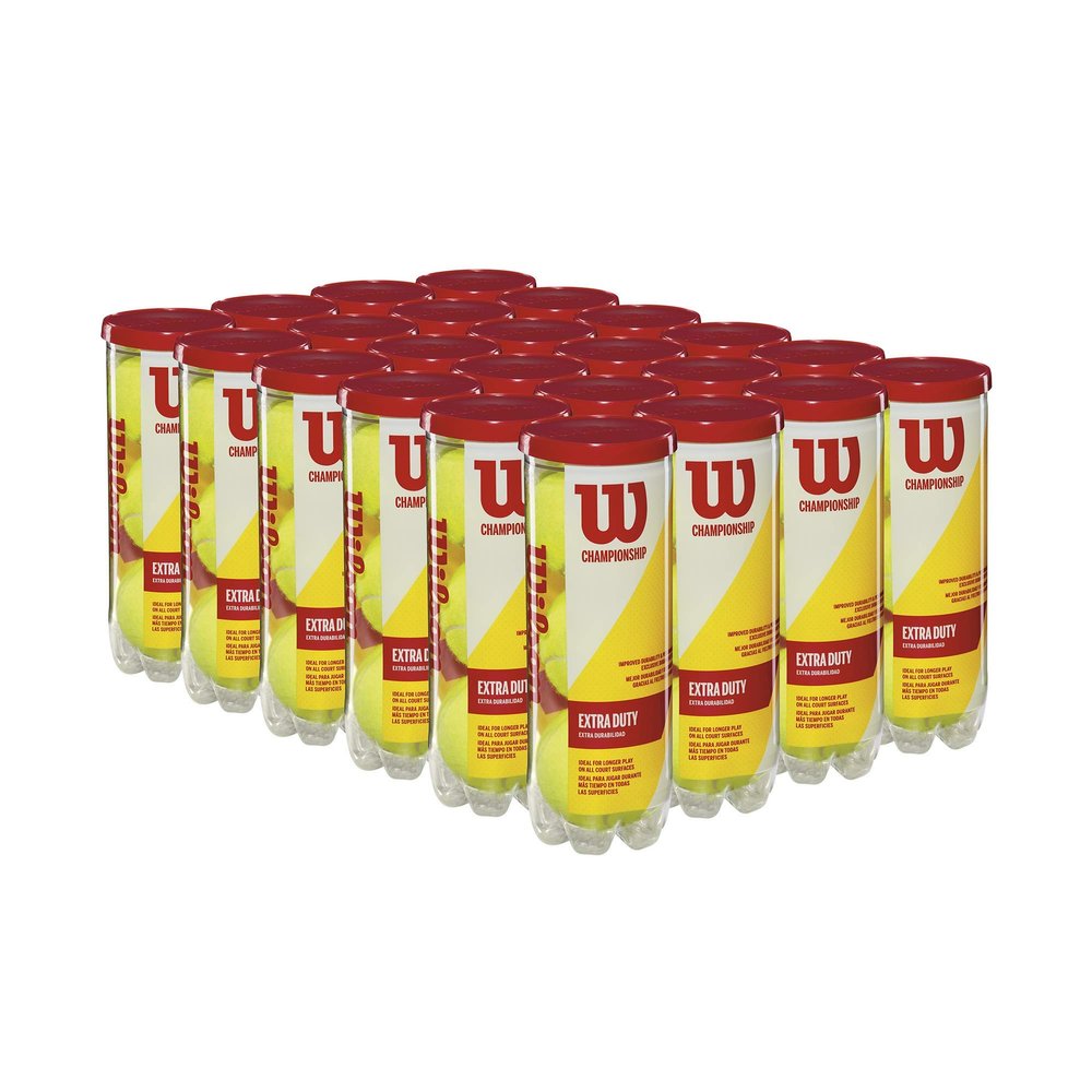 WILSON Championship Tennis Balls - Extra Duty, 24 Can Case (72 Balls)