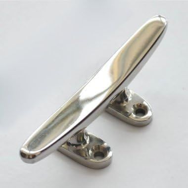 MarineNow Marine Flat Top Low Silhouette Trimline Cleat 316 Stainless Steel (8", 04-Pack)