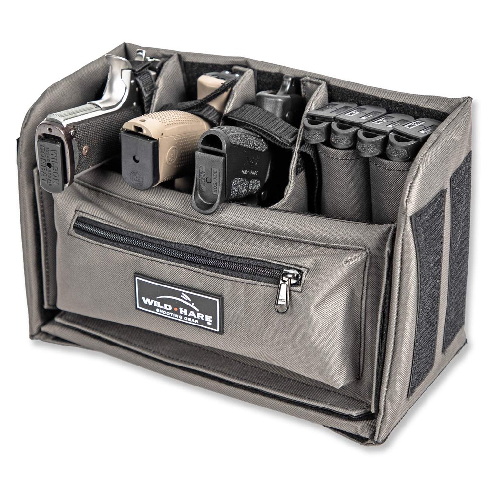 Wild Hare Shooting Gear 1-3 Pistol Organizer Case Kit for Handgun with Divider Gun, Ammo, Firearm, Outdoor, Hunting, Shooting - Black