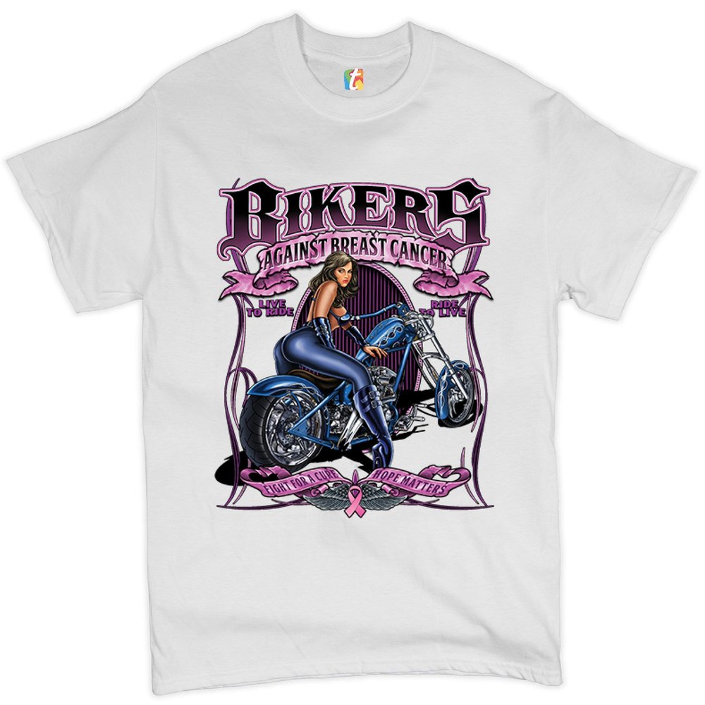 Bikers Against Breast Cancer T-Shirt Fight for a Cure Hope Matters Men's Tee White Small