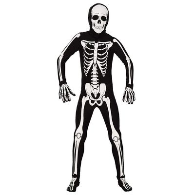 AltSkin Adult/Kids Full Body Stretch Fabric Zentai Suit - Glow in the Dark Skeleton - Glowing Skeleton Costume for Halloween (Medium)