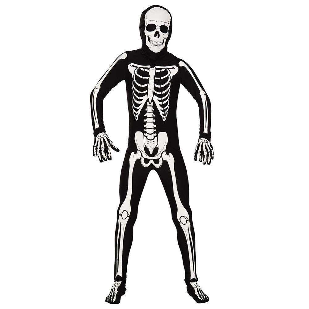AltSkin Adult/Kids Full Body Stretch Fabric Zentai Suit - Glow in the Dark Skeleton - Glowing Skeleton Costume for Halloween (Medium)