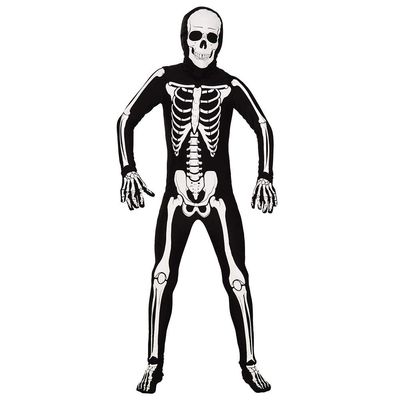 AltSkin Adult/Kids Full Body Stretch Fabric Zentai Suit - Glow in the Dark Skeleton - Glowing Skeleton Costume for Halloween (X-Large)