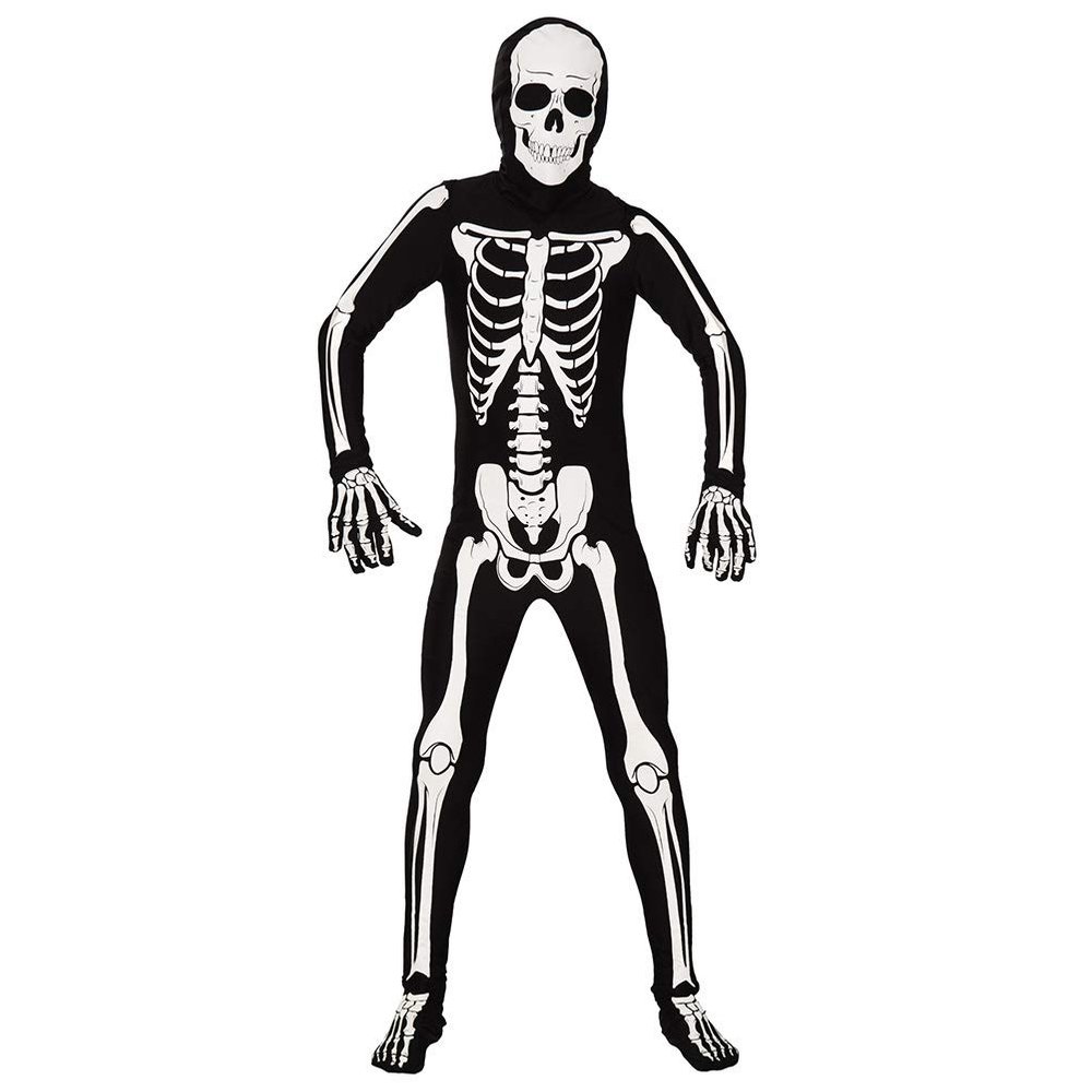 AltSkin Adult/Kids Full Body Stretch Fabric Zentai Suit - Glow in the Dark Skeleton - Glowing Skeleton Costume for Halloween (X-Large)