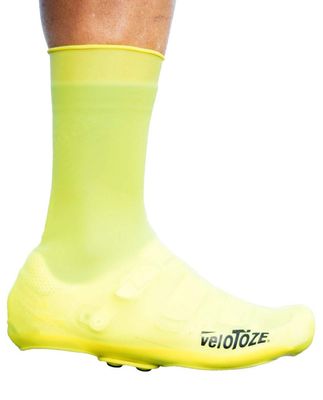 veloToze Tall Silicone Shoe Cover with Snaps - Covers Road Cycling Shoes - Waterproof, Windproof Reusable Boot-Style Overshoes for Bike Rides in Winter, Rain, Cold Weather Biking - for Men and Women