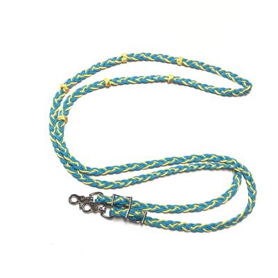 barrel reins with adjustable grip knots sunflower yellow and turquoise