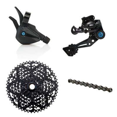 Box Three 1x9 Prime 9 Single-Shift Cycling Groupset Mountain E-Bike Matte Black, 9 Speed 1x Drivetrain Shifter, Rear Derailleur, Freehub Bike Cassette, Chain | Box Components