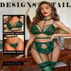 Avidlove Lace Garter Lingerie Set with Removable Choker Teddy Babydoll Strappy Bra and Panty Set (No Stockings) Green view 2