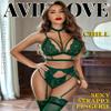 Avidlove Lace Garter Lingerie Set with Removable Choker Teddy Babydoll Strappy Bra and Panty Set (No Stockings) Green view 4