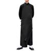 Men's Cotton Linen Kung Fu Suit Chinese Martial Arts Uniform Meditation Suit Roll-Up Sleeve Frog Button Shirt Pants Outfit (Only Robe-Black, XL) view 1