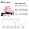 Women's Roller Skates PU Leather High-top Roller Skates Four-Wheel Roller Skates Shiny Roller Skates with Carry Bag for Girls (Pink Flash Wheel,US:9.5) view 2