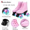 Women's Roller Skates PU Leather High-top Roller Skates Four-Wheel Roller Skates Shiny Roller Skates with Carry Bag for Girls (Pink Flash Wheel,US:9.5) view 3