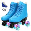 SilverTree Women's Roller Skates - Quad Skates with ABEC-7 Bearings - PU Leather High-top Skates - Blue Flash Wheel - Women's 10/Men's 8.5 - Unisex Adult view 1