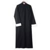 Men's Cotton Linen Kung Fu Suit Chinese Martial Arts Uniform Meditation Suit Roll-Up Sleeve Frog Button Shirt Pants Outfit (Only Robe-Black, L) view 2