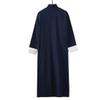 Men's Cotton Linen Kung Fu Suit Chinese Martial Arts Uniform Meditation Suit Roll-Up Sleeve Frog Button Long Robe (Only Robe-Navy, XL) view 3