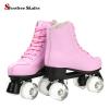 Women's High-top Roller Skates with PU Leather Sole and Shiny Pink Flash Wheels - Four-Wheel Skates with Carry Bag (US:7.5) view 4