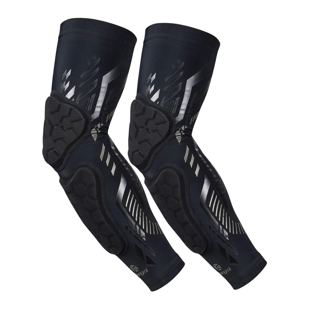 Kuangmi Arm Sleeves Compression Elbow Pads Use for Sports and Daily Support (Black/Pair, L)