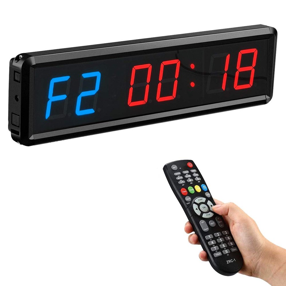 Ledbrigym Gym Clock with Remote Digital Workout Garage Red and Blue 1.8 Inch