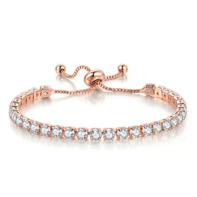 Tennis Bracelets for Women White Gold Plated Diamond AAA+ Cubic Zirconia CZ Dainty Classic Adjustable Slider Bracelet Silver Fashion Jewelry Wedding Gift