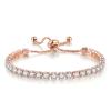 Tennis Bracelets for Women White Gold Plated Diamond AAA+ Cubic Zirconia CZ Dainty Classic Adjustable Slider Bracelet Silver Fashion Jewelry Wedding Gift view 1