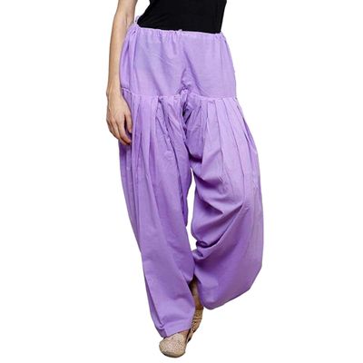 Way2like Cotton Patiala Salwar Punjabi Patiyala Trouser Free Size Yoga Pants for Women Light Purple