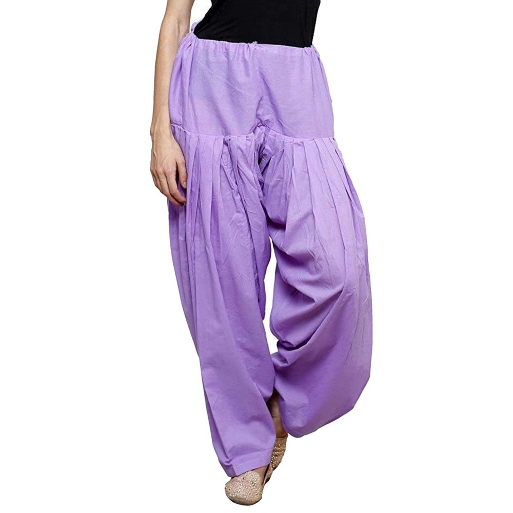 Way2like Cotton Patiala Salwar Punjabi Patiyala Trouser Free Size Yoga Pants for Women Light Purple