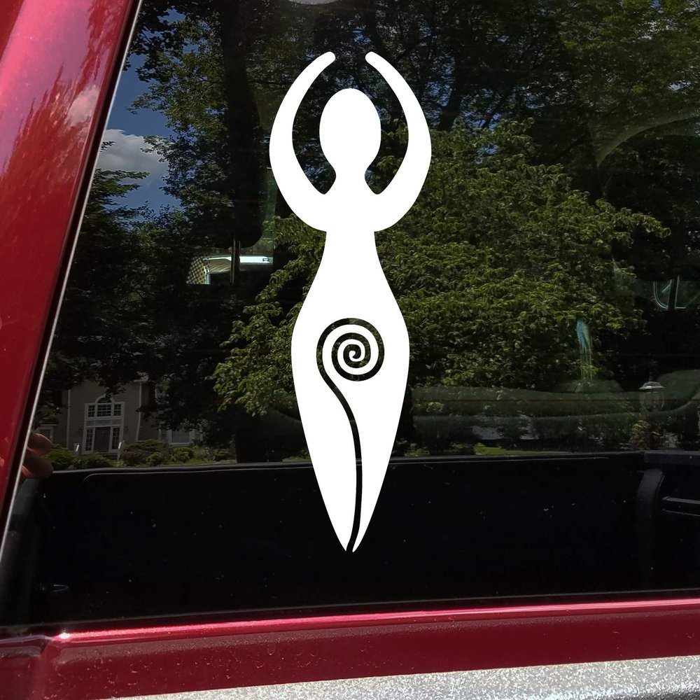 Spiral Goddess Vinyl Sticker - Divine Feminine Pagan Symbol - Die Cut Decal - 5w x 14h inches - Burgundy