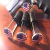 Handgun Display Stand, Safe Pistol Holder, Revolver Showcase, Clear Acrylic, Rubber Tipped, 3 1/2 L x 3/4" W - 3-Pack American Flag Domed Decal view 1
