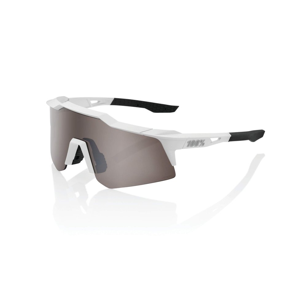 100% Speedcraft XS Sport Performance Sunglasses - Sport and Cycling Eyewear (Matte White - HiPER Silver Mirror)