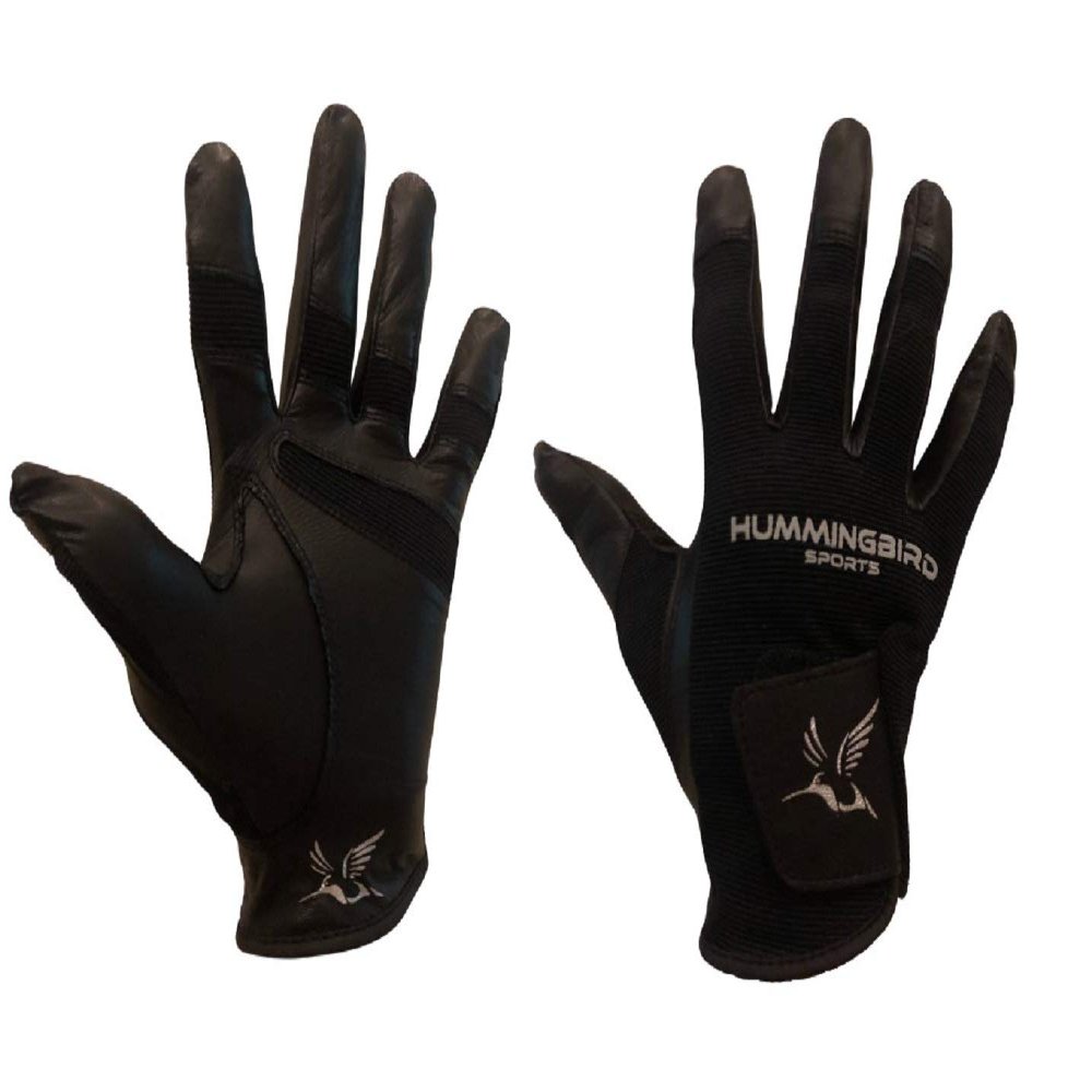 Hummingbird Sports Girls Genuine Leather Lacrosse, Field Hockey Gloves (Black, Large)