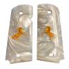 Compatible Replacement for Full Size 1911 White Pearl Colt Gov. & Clones Taurus, S&W, Springfield, Rock Island IMOP w/Horse Plus Gold Screws view 1