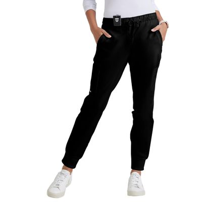 BARCO Greys Anatomy Classic Kira Scrub Jogger for Women White, 5-Pocket Yoga Style Mid-Rise Pants with Natural Stretch, Soil Release Fabric, and Super-Soft Finish 2XL, Regular Fit