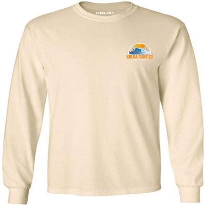 Koloa Surf Company Mens Polihale Beach Logo Long Sleeve Cotton Tee - 3X-Large Tall - Natural
