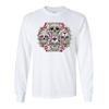 Day of The Dead Floral Sugar Skulls Long Sleeve T-Shirt Dia de Los Muertos White Small view 4